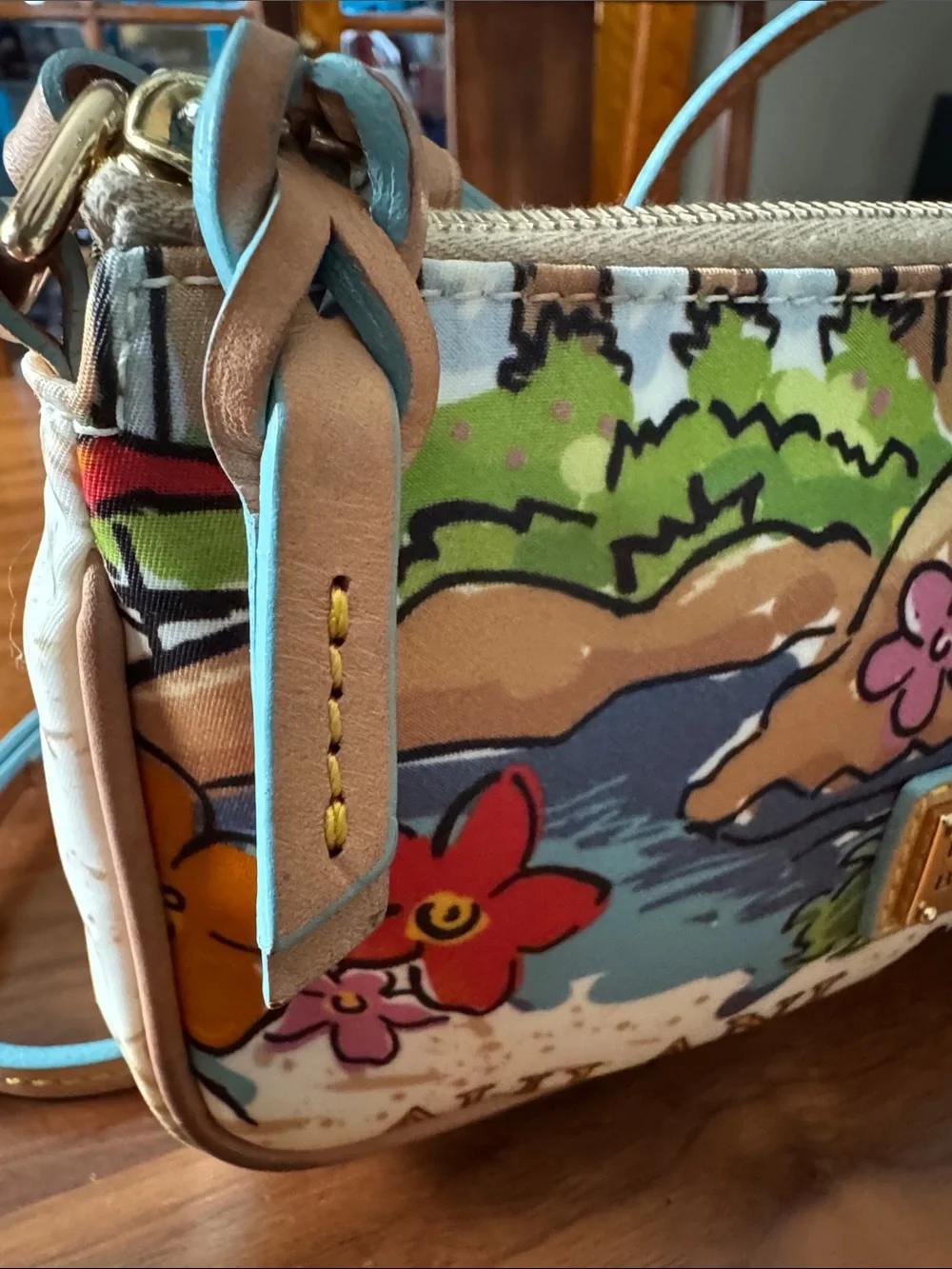 Dooney & Bourke Multicolor Mickey & Minnie Printed Crossbody Aulani Beach Scene